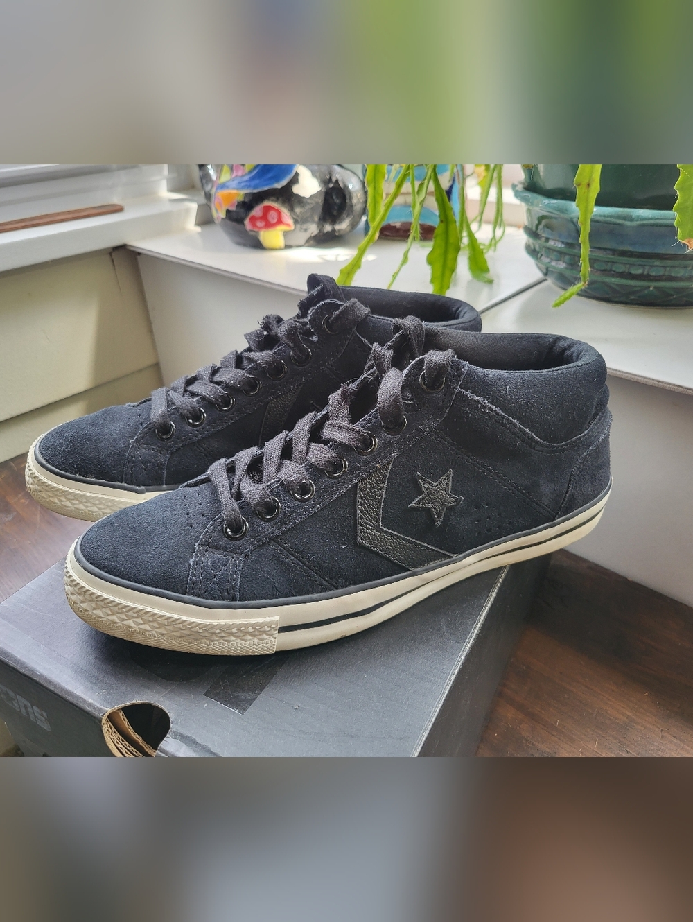 Converse Black Mid-Top Suede Sneakers